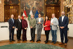 Thomas Weninger (Städtebund), StS Sepp Schellhorn (BMEIA), LTP Brigitta Pallauf (Sbg), LTP Gerald Deutschmann (Stmk), StS Alexander Pröll (BKA), Vzbgm Katrin Gaál (Wien), Erwin Dirnberger (Gemeindebund), Christian Strnad, (Büro Leichtfried) © LT-Stmk/Eigletsberger